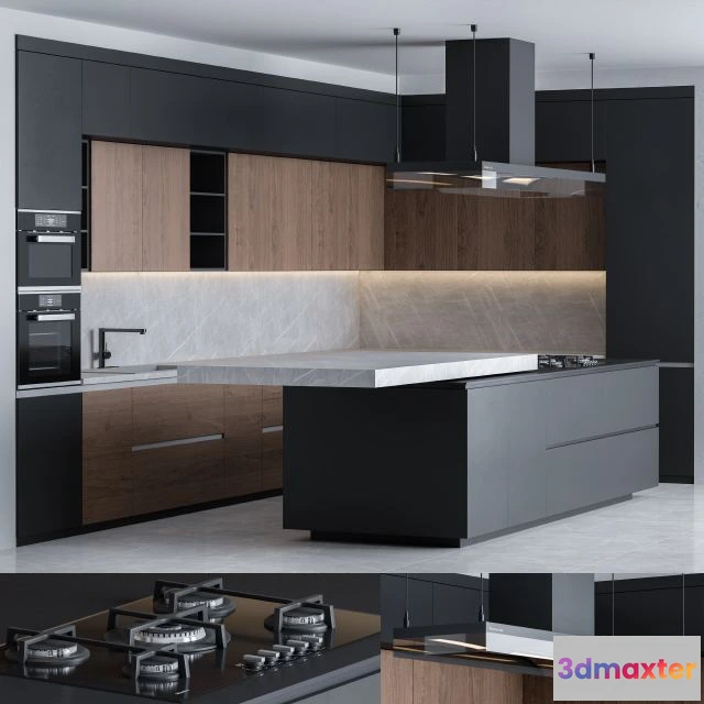 1537774 - Kitchen Poliform Black L 3D Max
