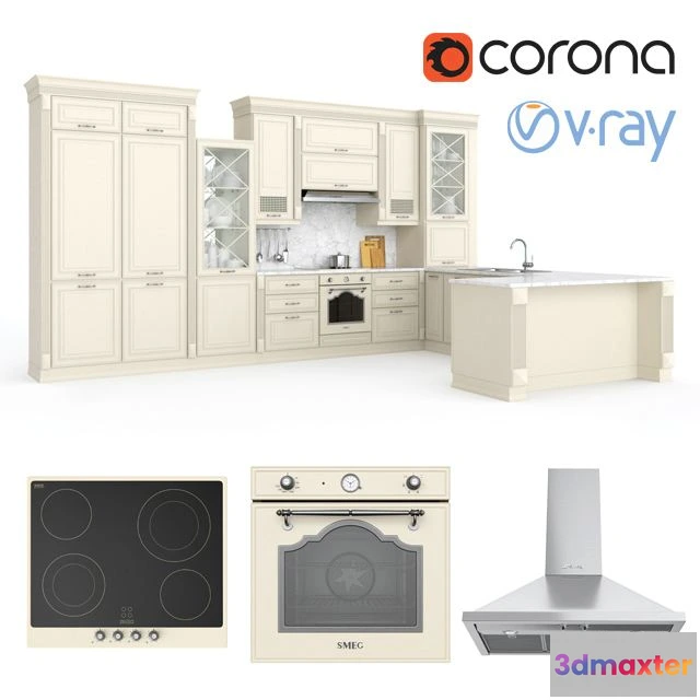 1540755 - Kitchen VERONA-mobili UNICA + SMEG appliances 3D Max