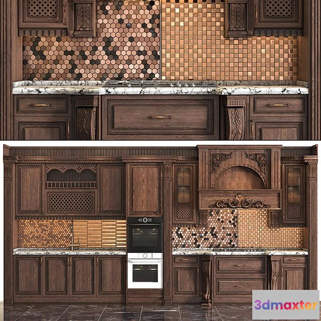 1543909 - Classic wooden luxury Kitchen Deluxe 2 3D Max