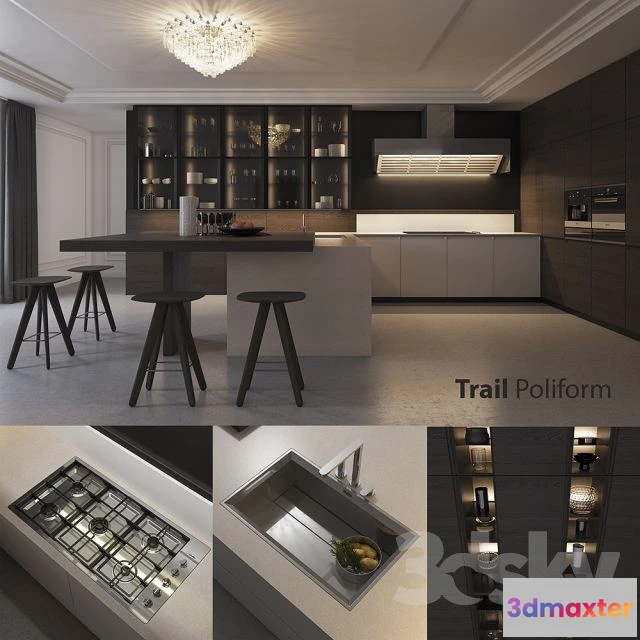 1549199 - Kitchen Poliform Varenna Trail (vray corona) 3D Max