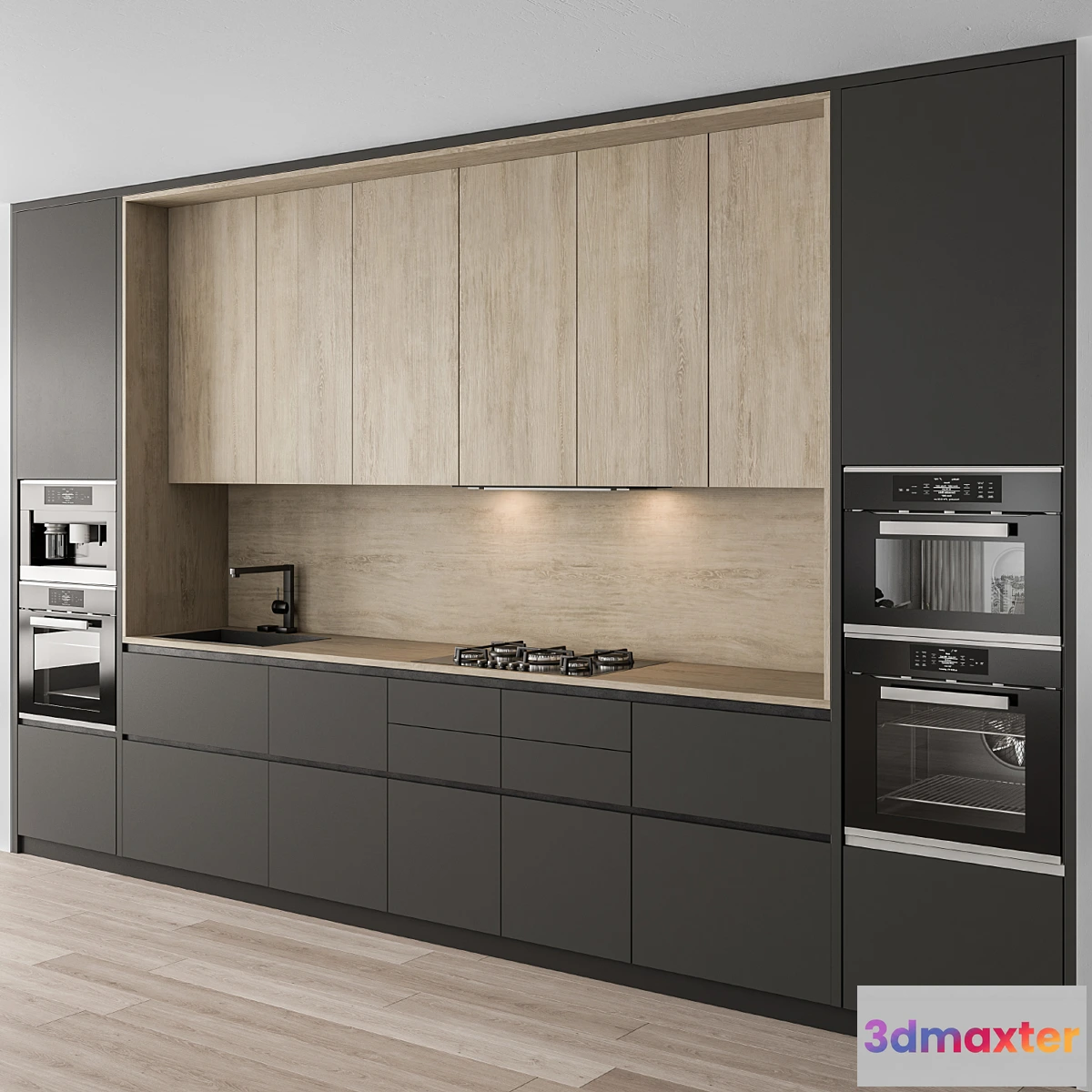 563957 - Kitchen Modern - Black and Wood Cabinets 83