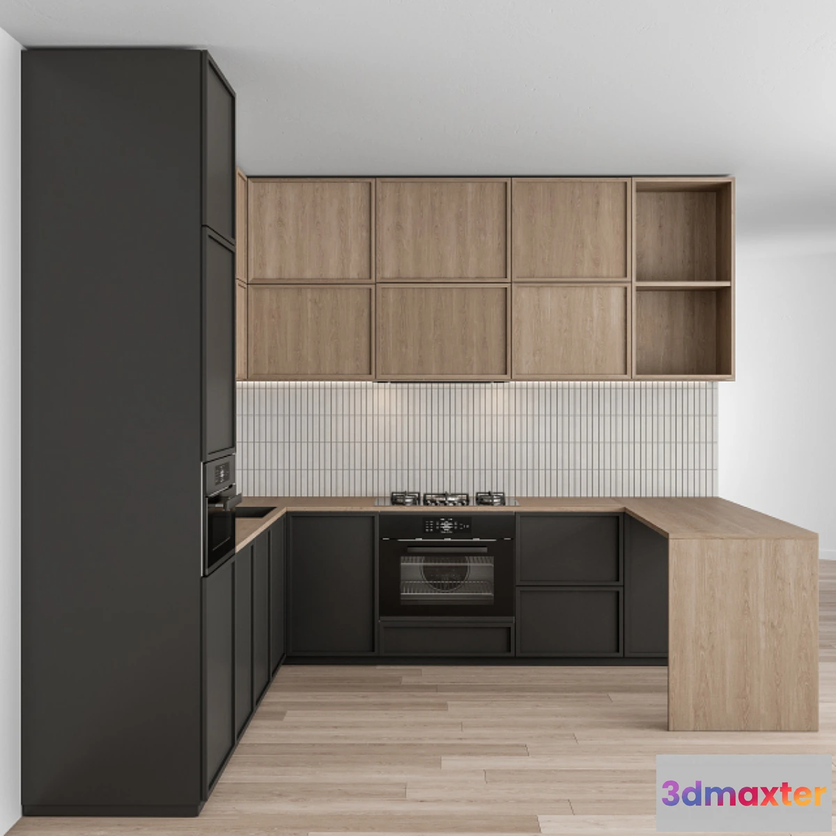 613517 - Kitchen Modern - Black and white with wood 50