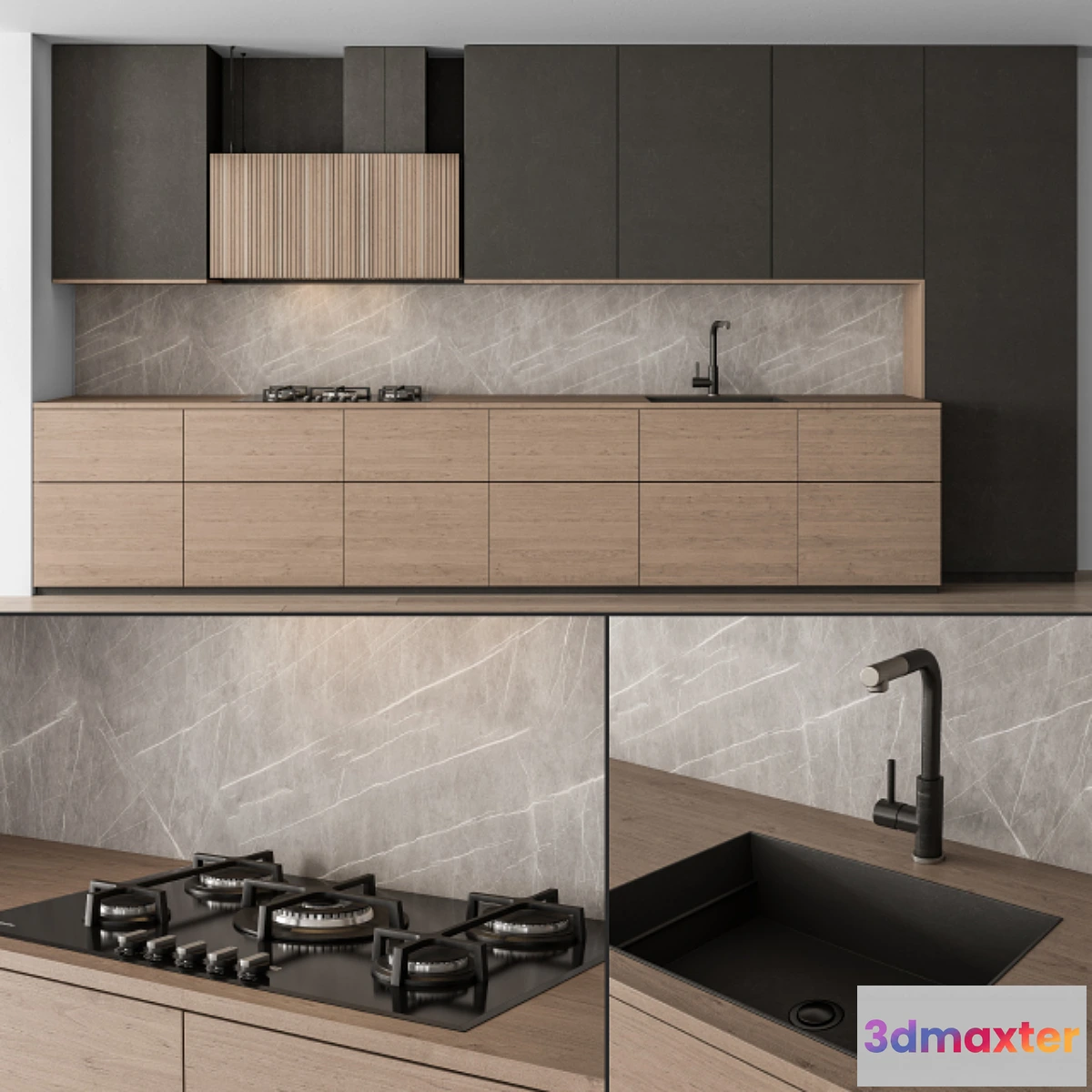 774867 - Kitchen Modern - Black and Wood 76