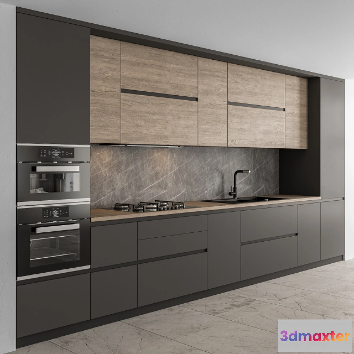 774887 - Kitchen Modern - Black and Wood 65 - No.2