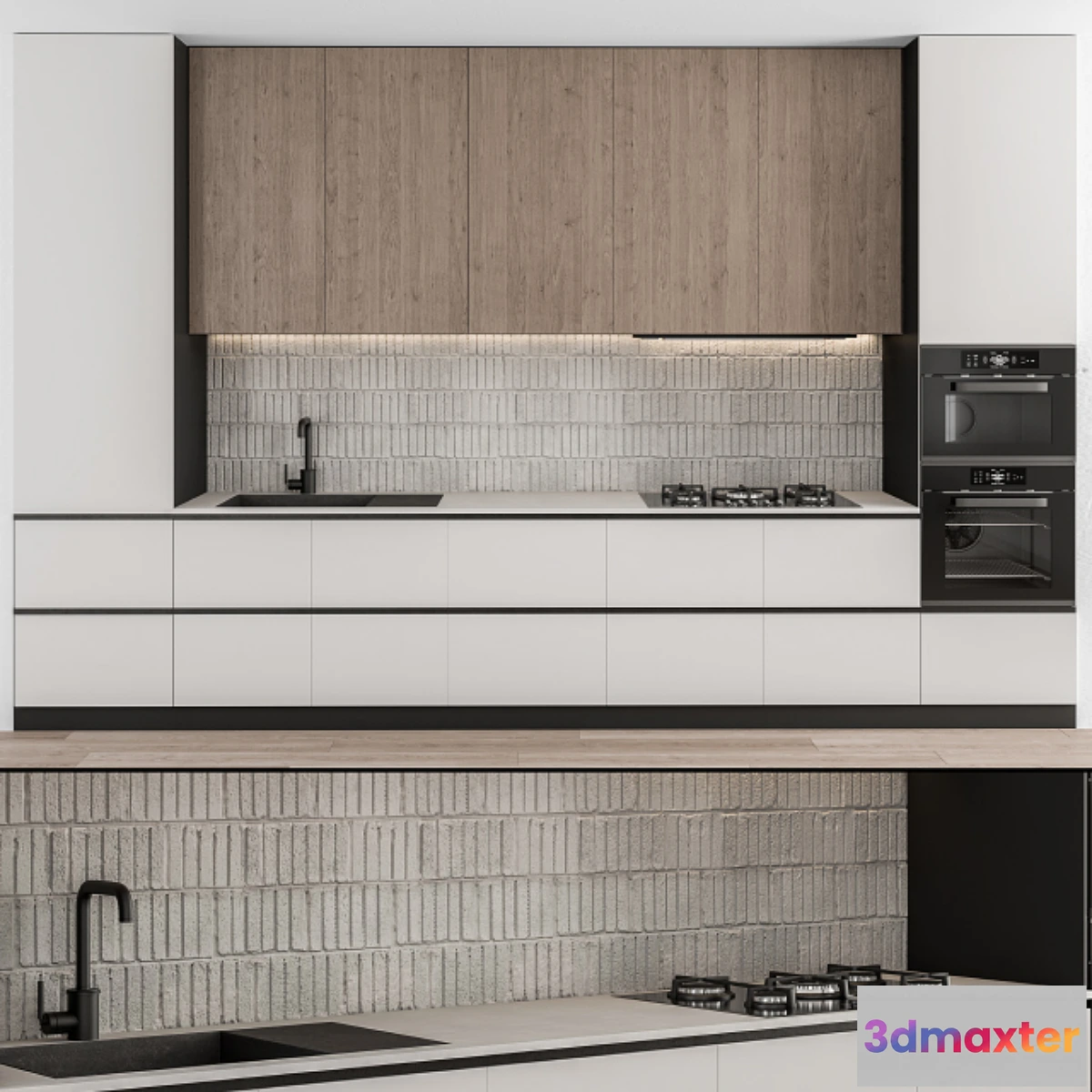 774949 - Kitchen Modern - White and Wood 55 - No.2
