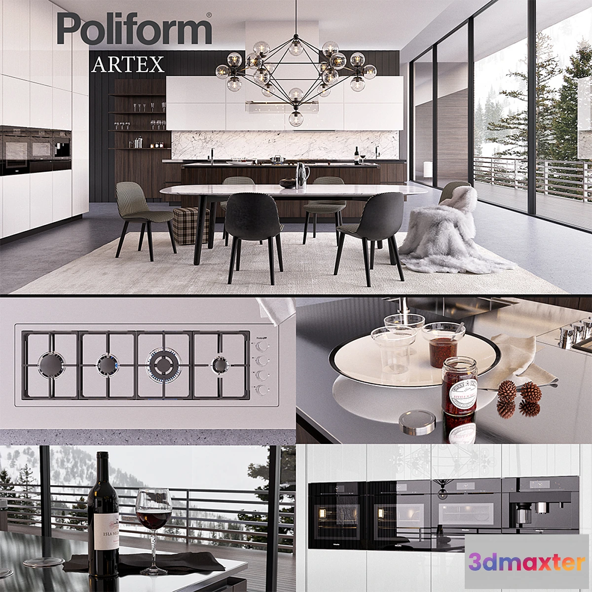 788600 - Kitchen Poliform Varenna Artex 3 (vray GGX corona PBR) - No.3