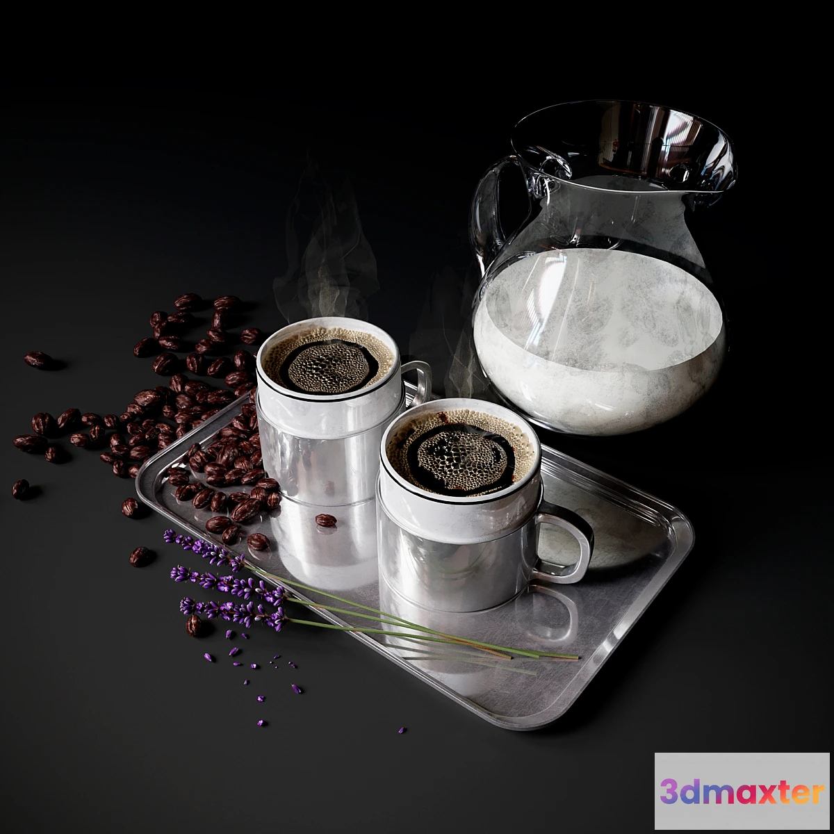 1286956 - Coffee Set with milk 3D Max