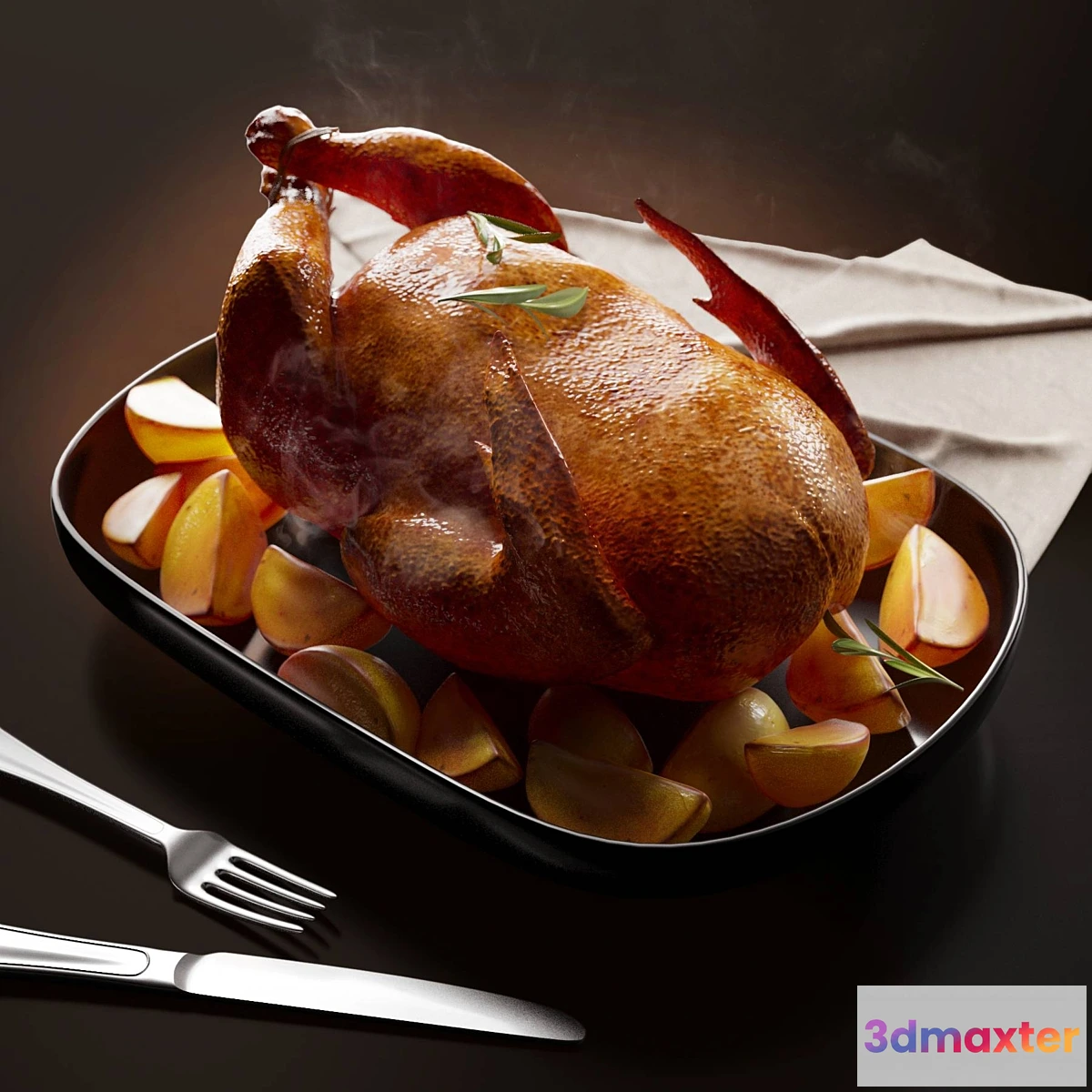 1288192 - Juicy marinated chicken with potatoes 3D Max