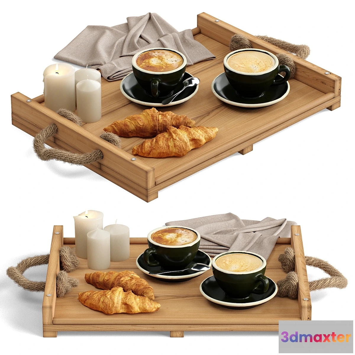 1295170 - Decorative set 31 Coffee and croissants 3D Max