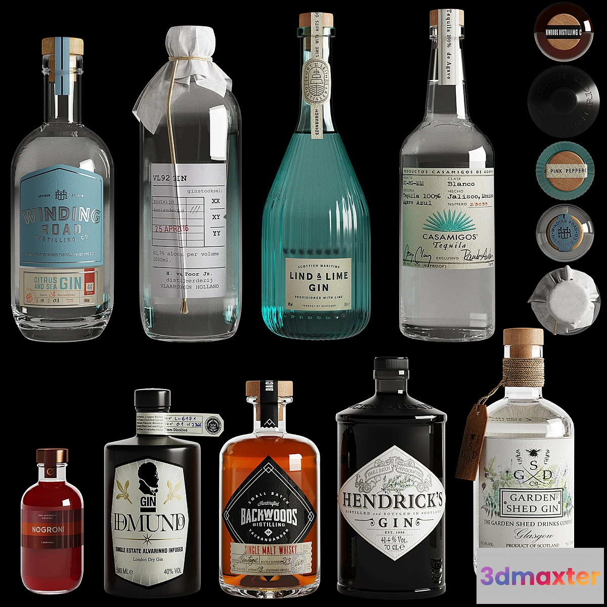 1303807 - bottle set 01 3D Max