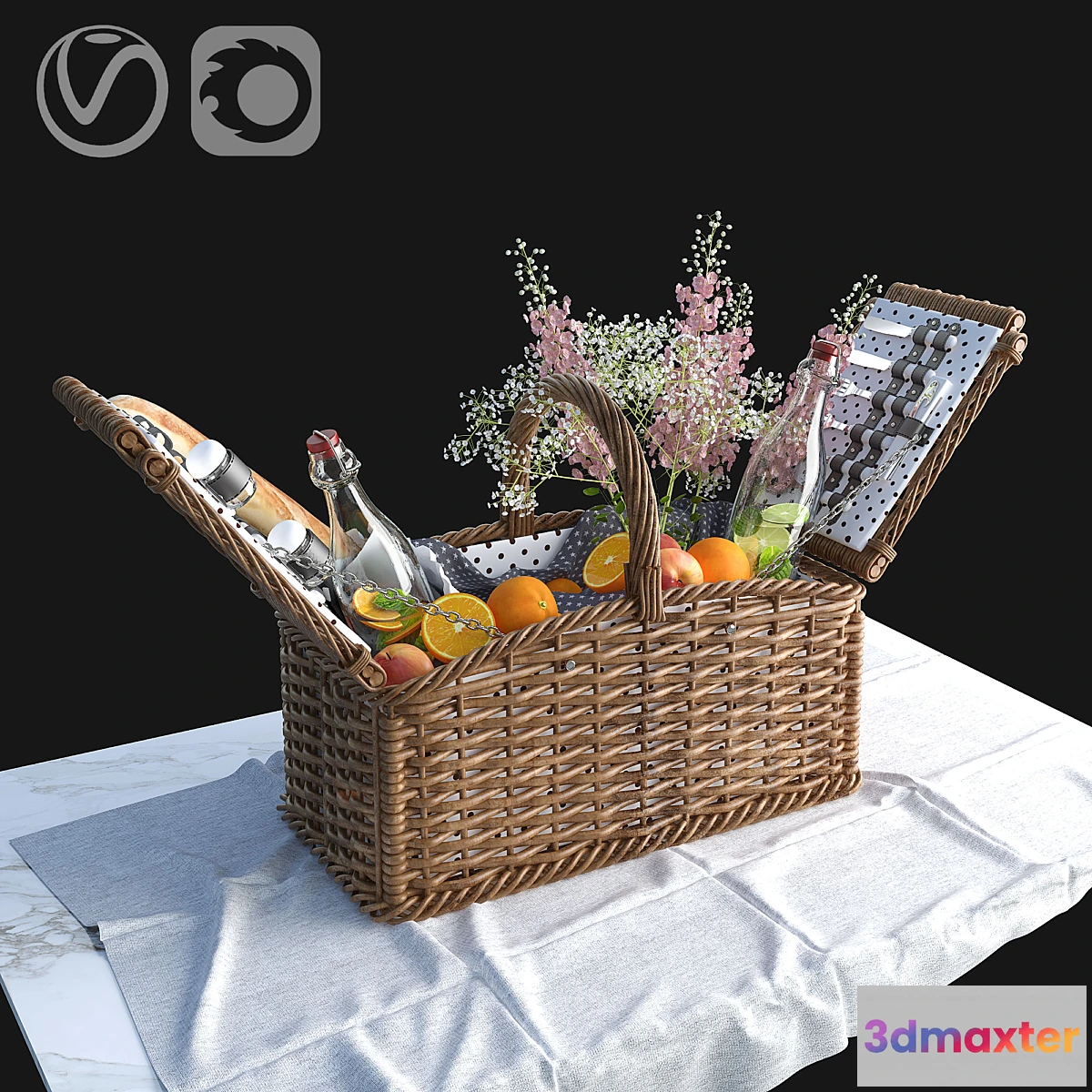 1308926 - Provence style picnic basket - No.2 3D Max