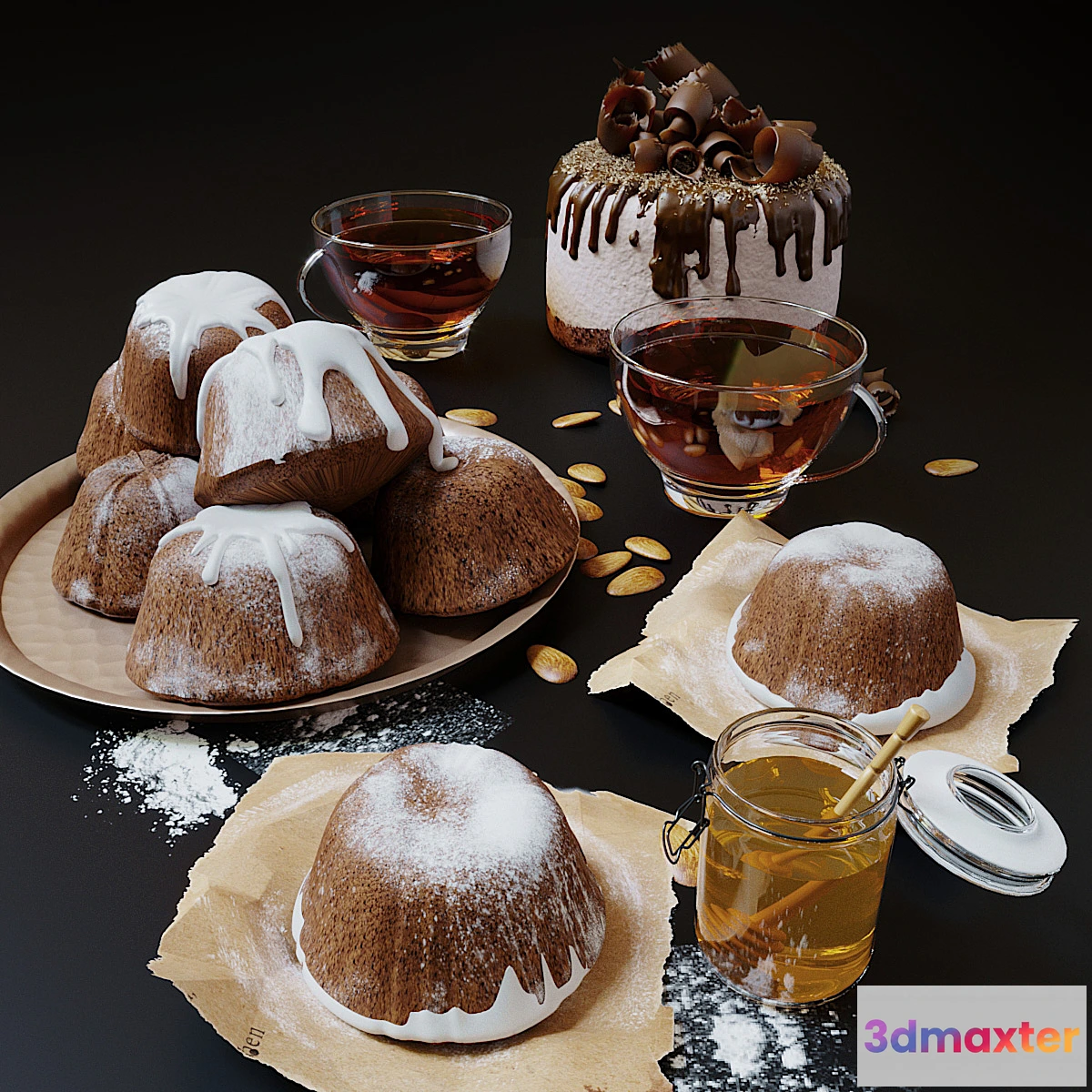 1320073 - Cupcakes honey and tea 3D Max