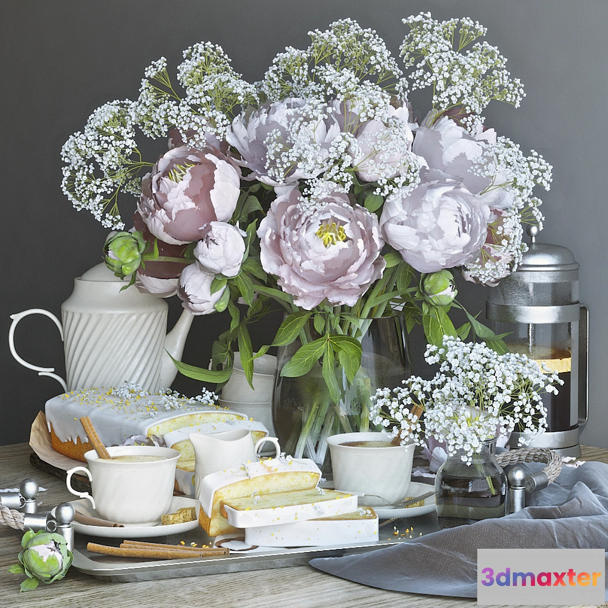 1323612 - Tray with breakfast 3D Max