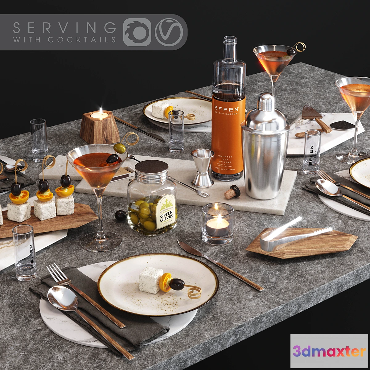 1325486 - Serving with cocktails 3D Max