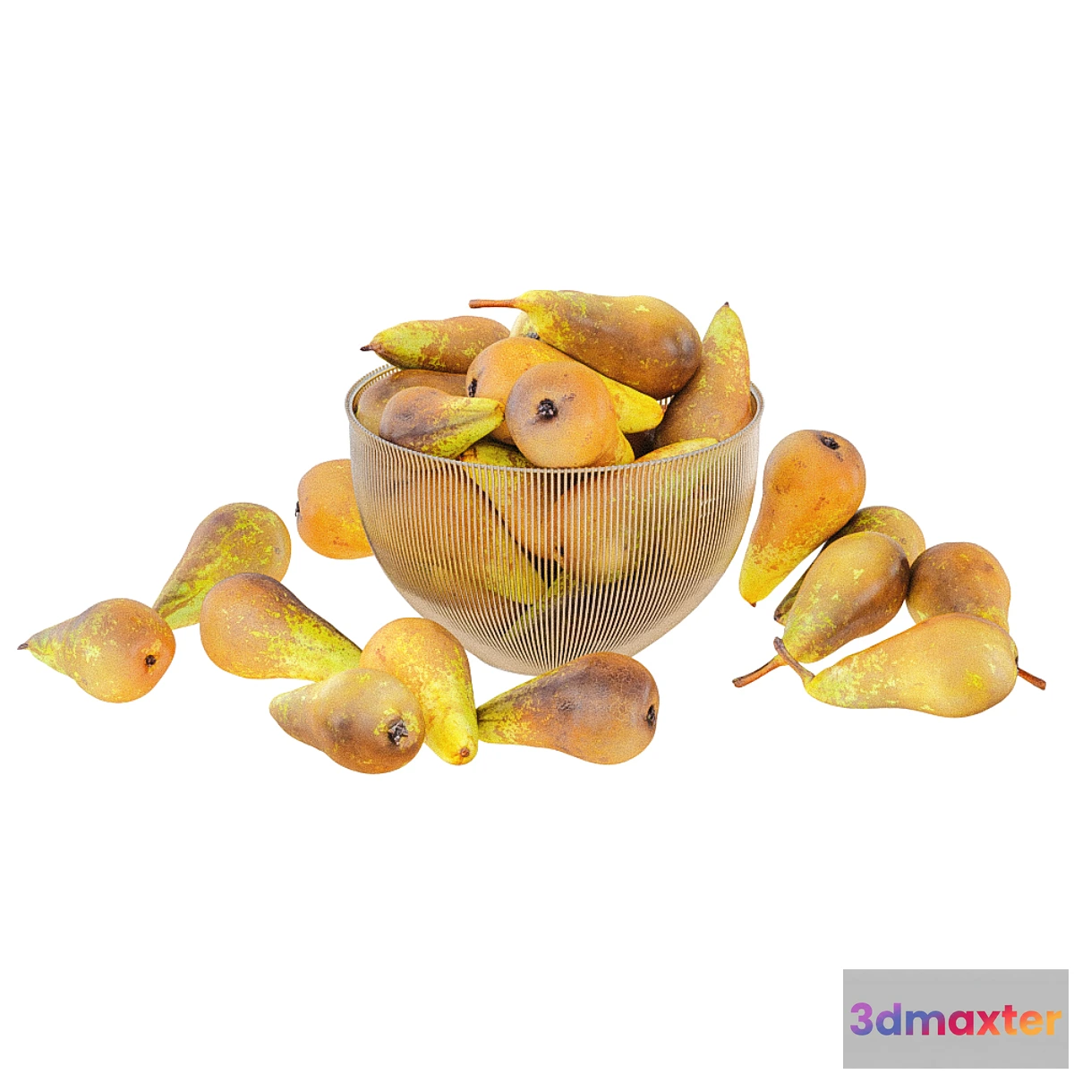 1352942 - Pear Conference in Decorative Metal Vase 3D Max