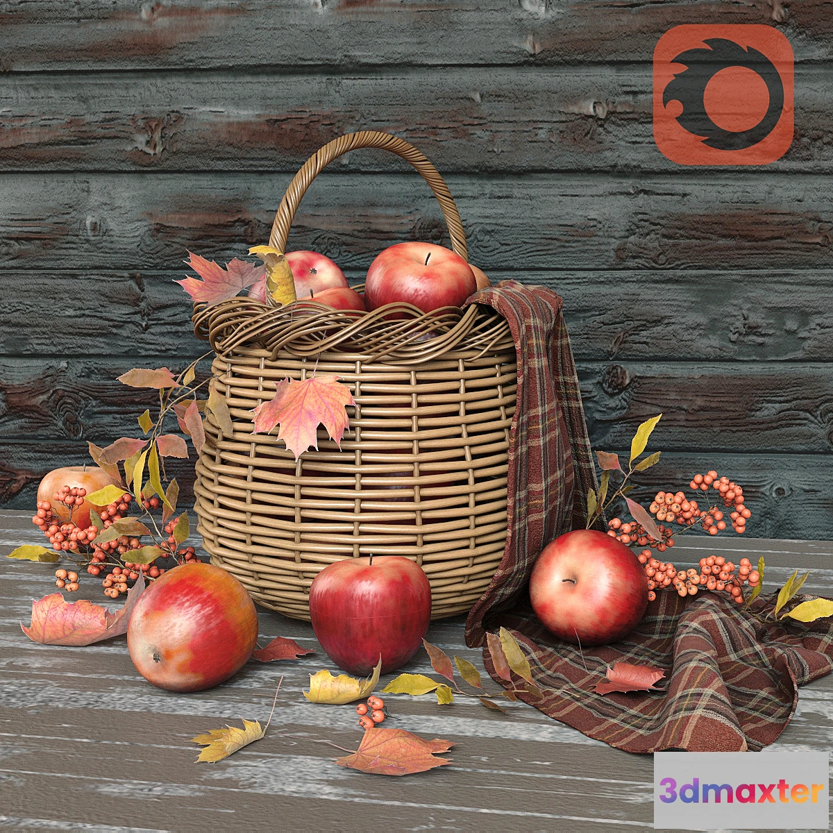 1400678 - Apples in a basket 3D Max