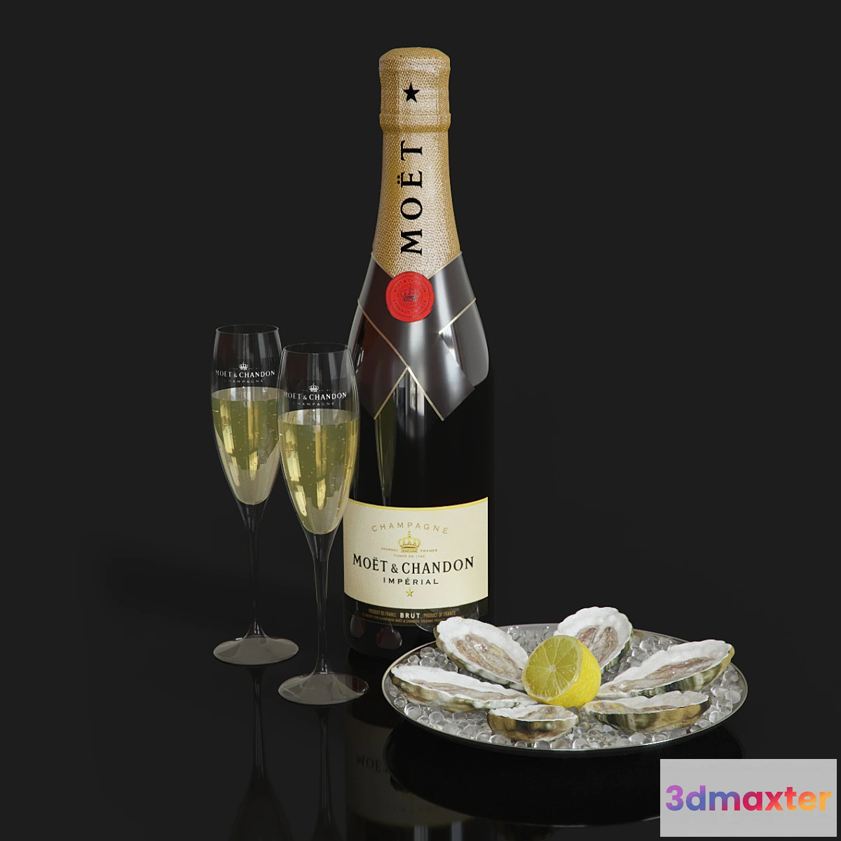 1413620 - Moet & Chandon + oyster 3D Max
