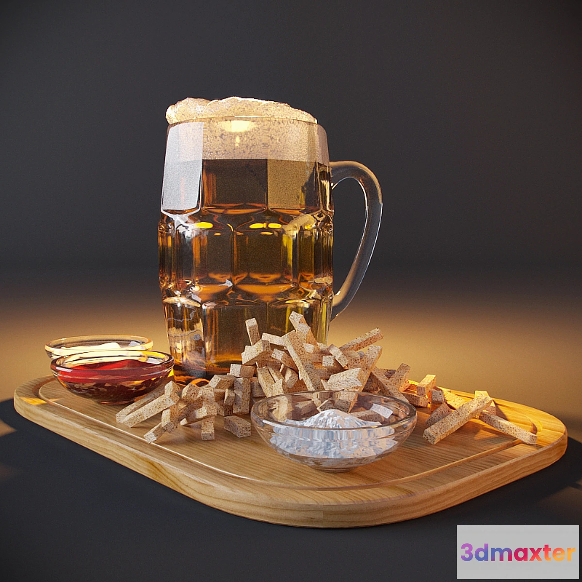1419358 - Beer with croutons 3D Max