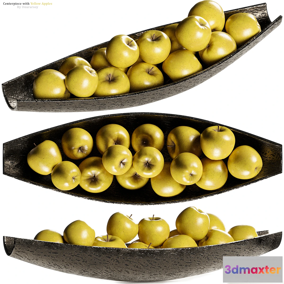 1428852 - Allegra Centerpiece Bowl with Yellow Apples 3D Max