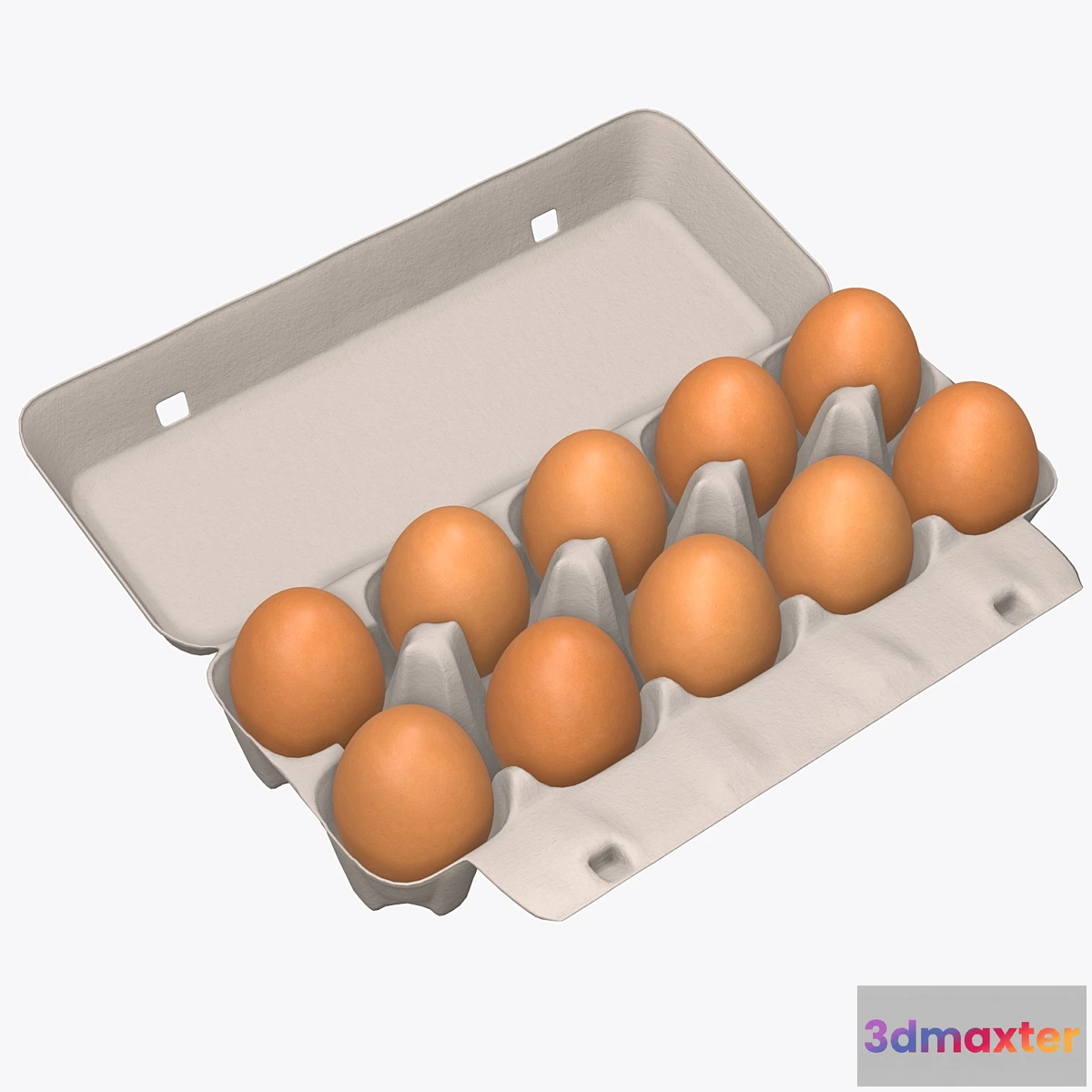 1478008 - Egg cardboard package for 10 eggs opened 3D Max