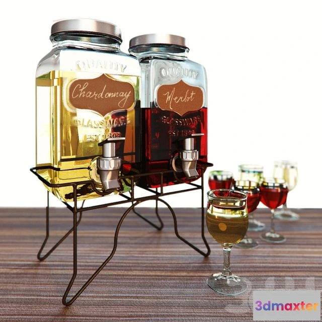 1539993 - Dispencers with white and red wine 3D Max