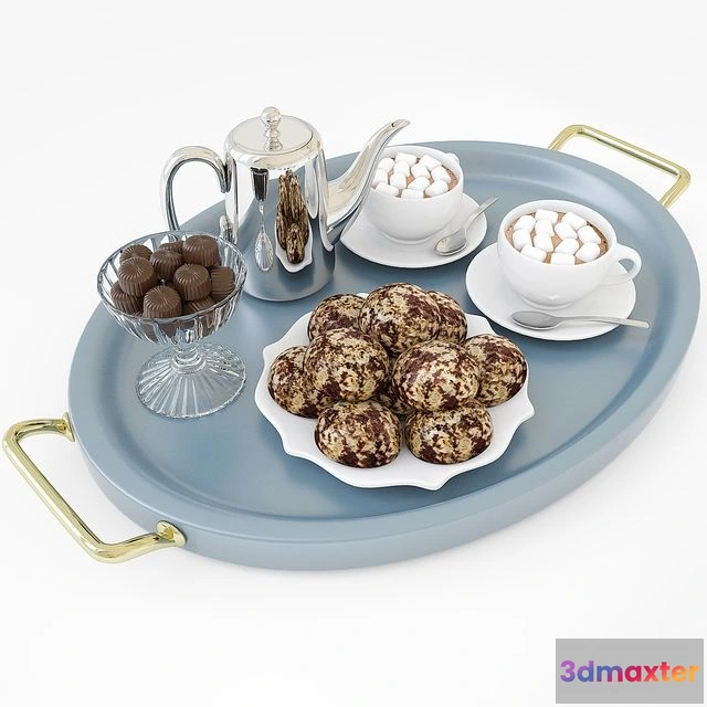 1542105 - Hot chocolate on a tray 3D Max