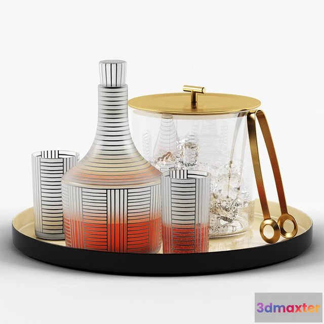 1547594 - Series B Decanter & Bleecker Bar Ice Bucket set 3D Max
