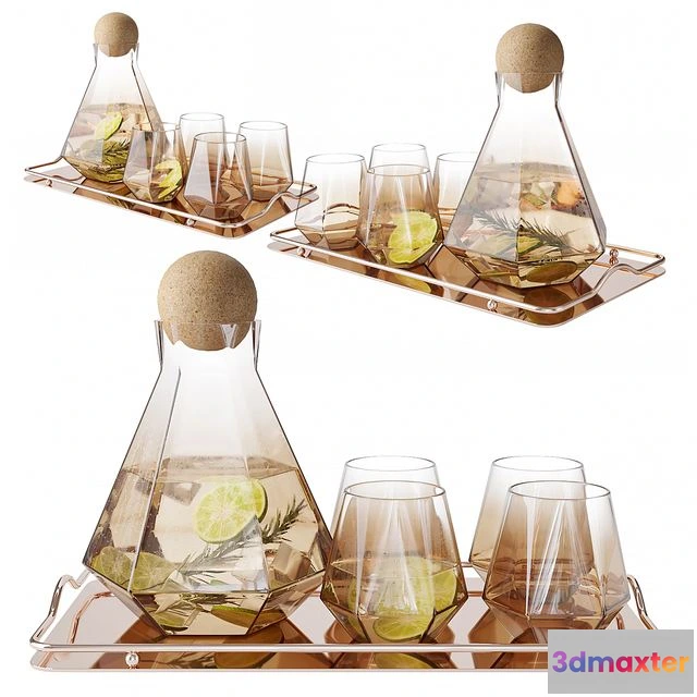 1554153 - Geometric Glass Decanter Set 3D Max