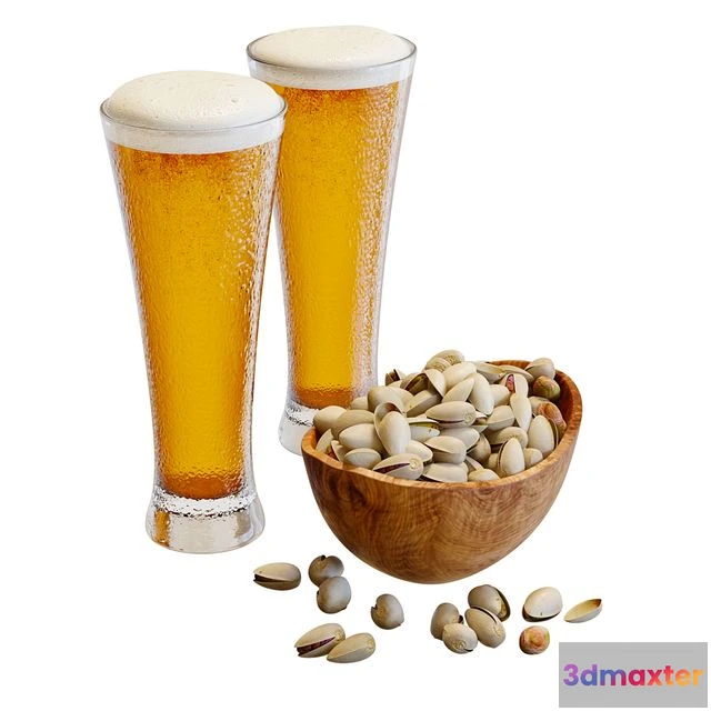 1557545 - Food Set 20 Pistachios and Beer 3D Max