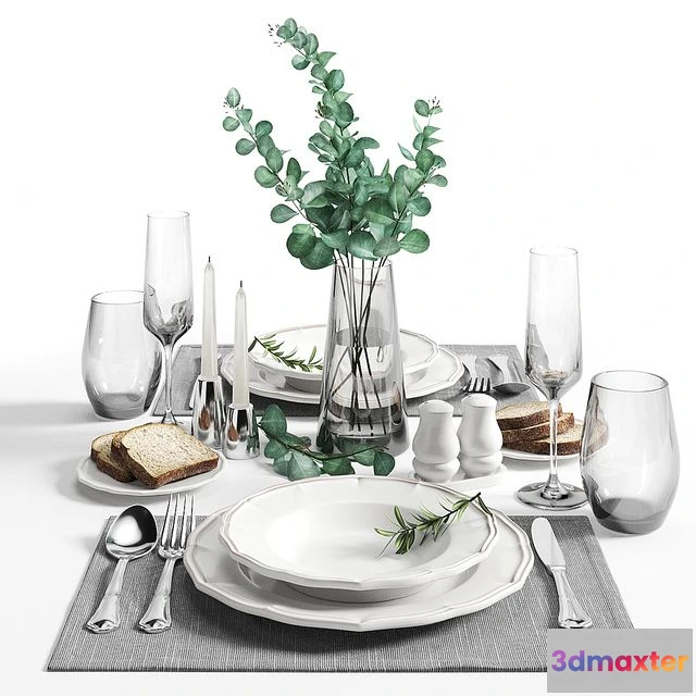 1561756 - table setting with bread 3D Max