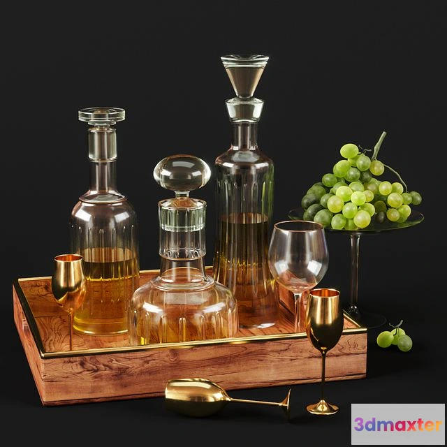 1565072 - Whiskey glasses and grapes 3D Max
