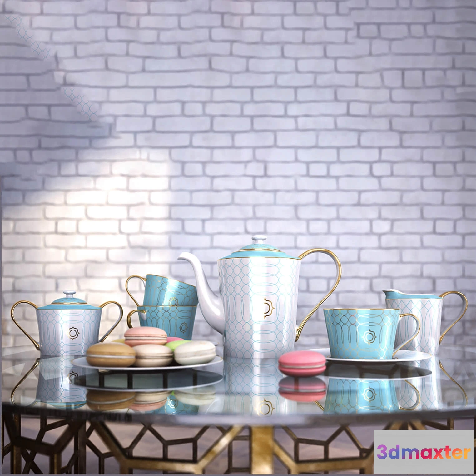 1645136 - kitchen - Tea set Turquoise Veil 01 3D Max