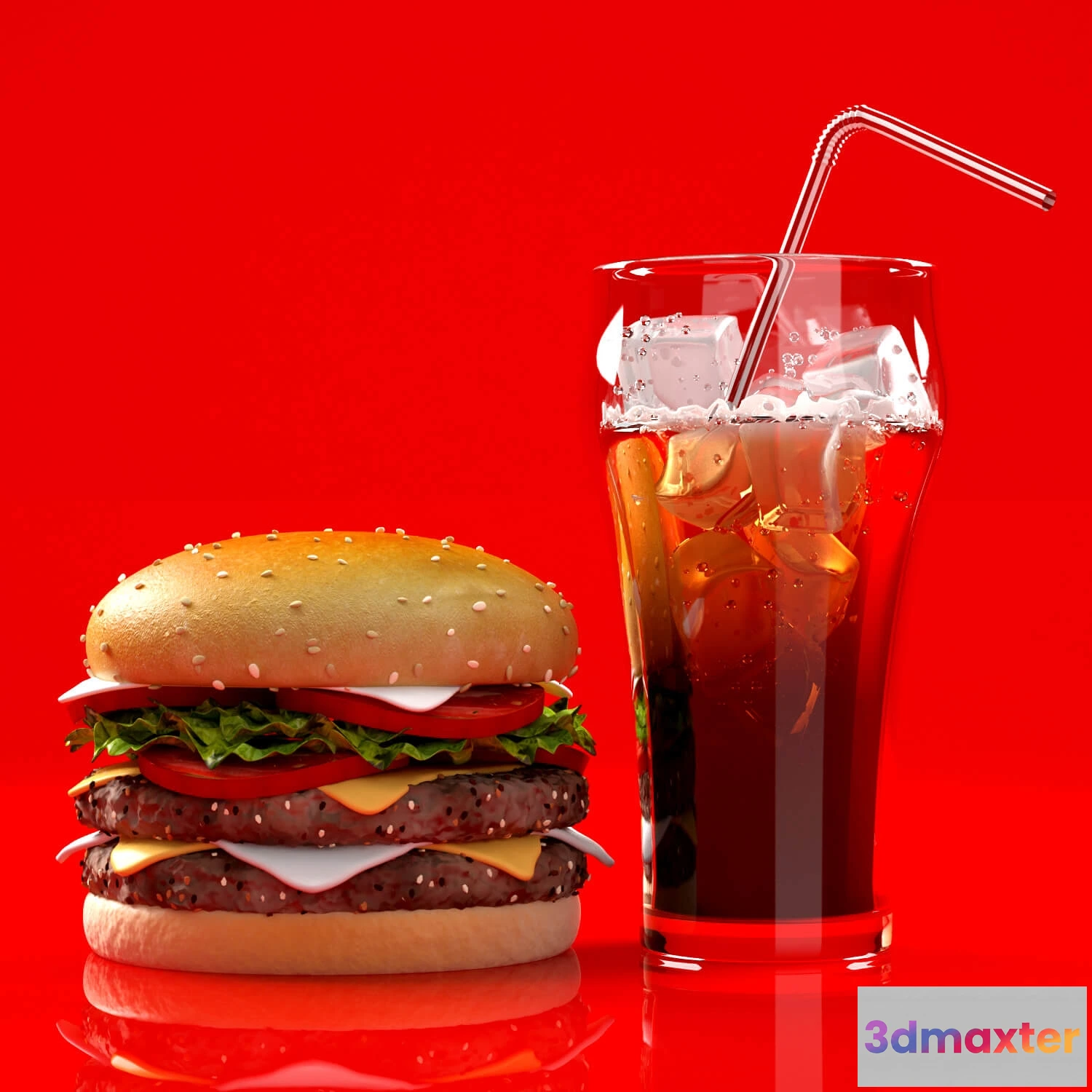 1645226 - kitchen - Burger and cola 3D Max