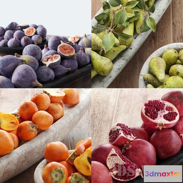 1645318 - kitchen - Fruits pomegranate figs persimmon 3D Max