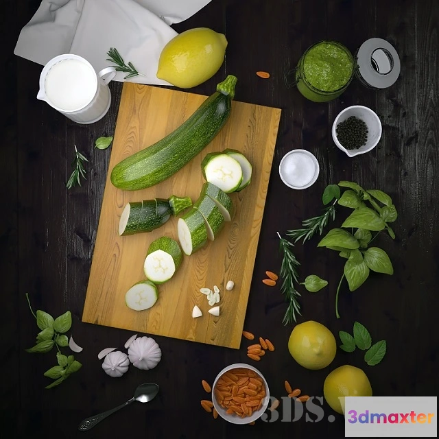 1645356 - kitchen - Kitchen vegetarian set 3D Max