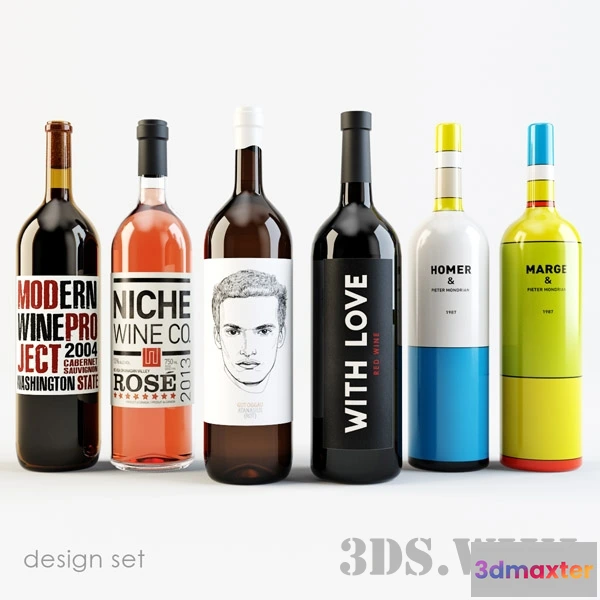 1645370 - kitchen - Designer Wine Bottles 3D Max