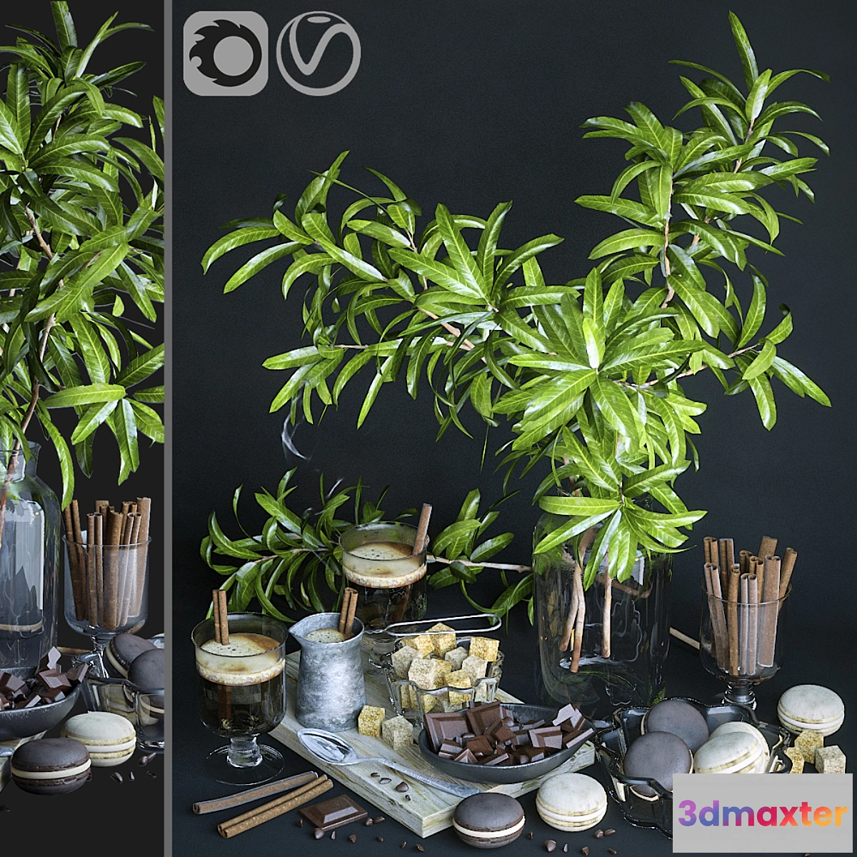 547967 - Kitchen set with mango branches