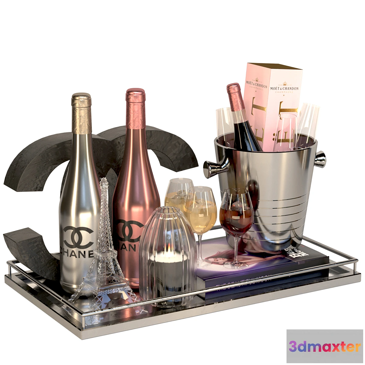 563697 - Collection of sparkling wine by candle