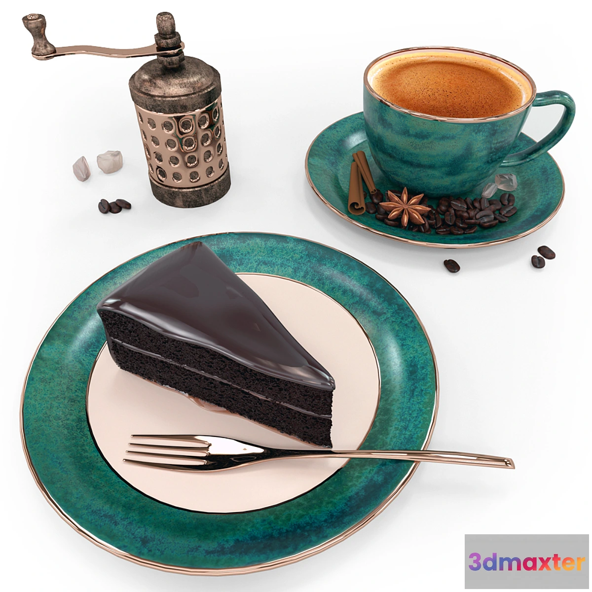 613365 - Dessert set coffee cake.