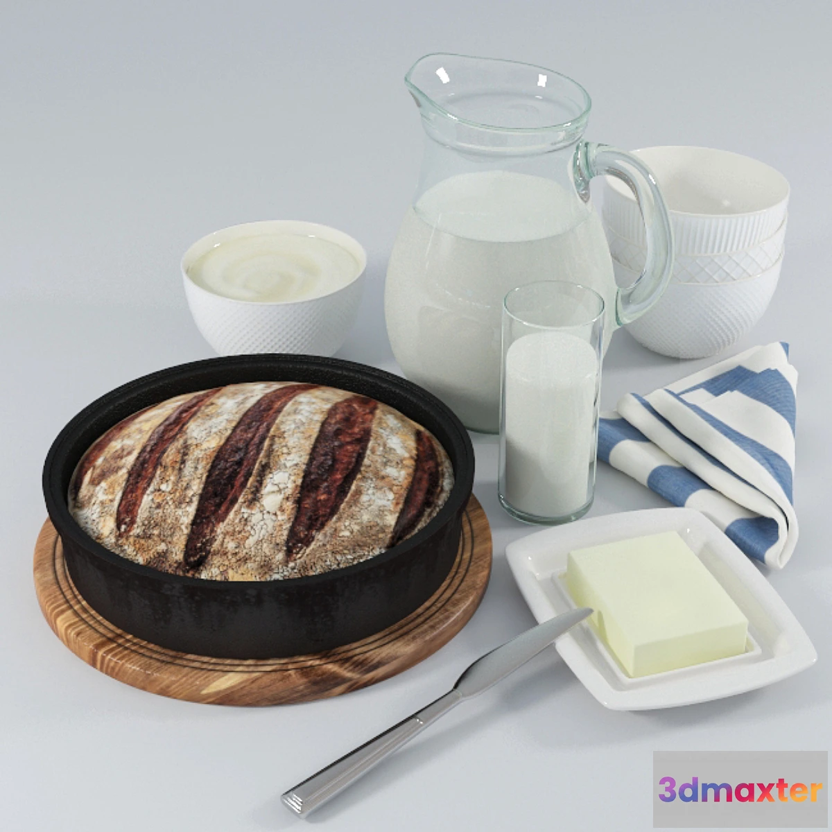 648955 - Still Life Bread and Milk. (Bread and Milk)