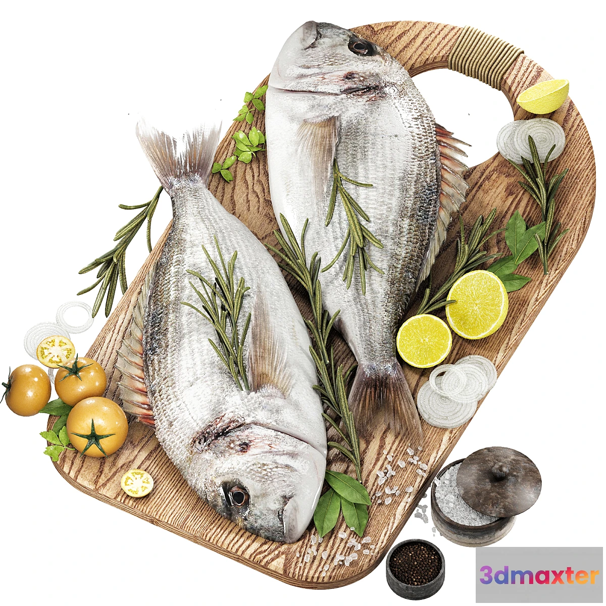 684992 - fresh fish with vegetables and herbs