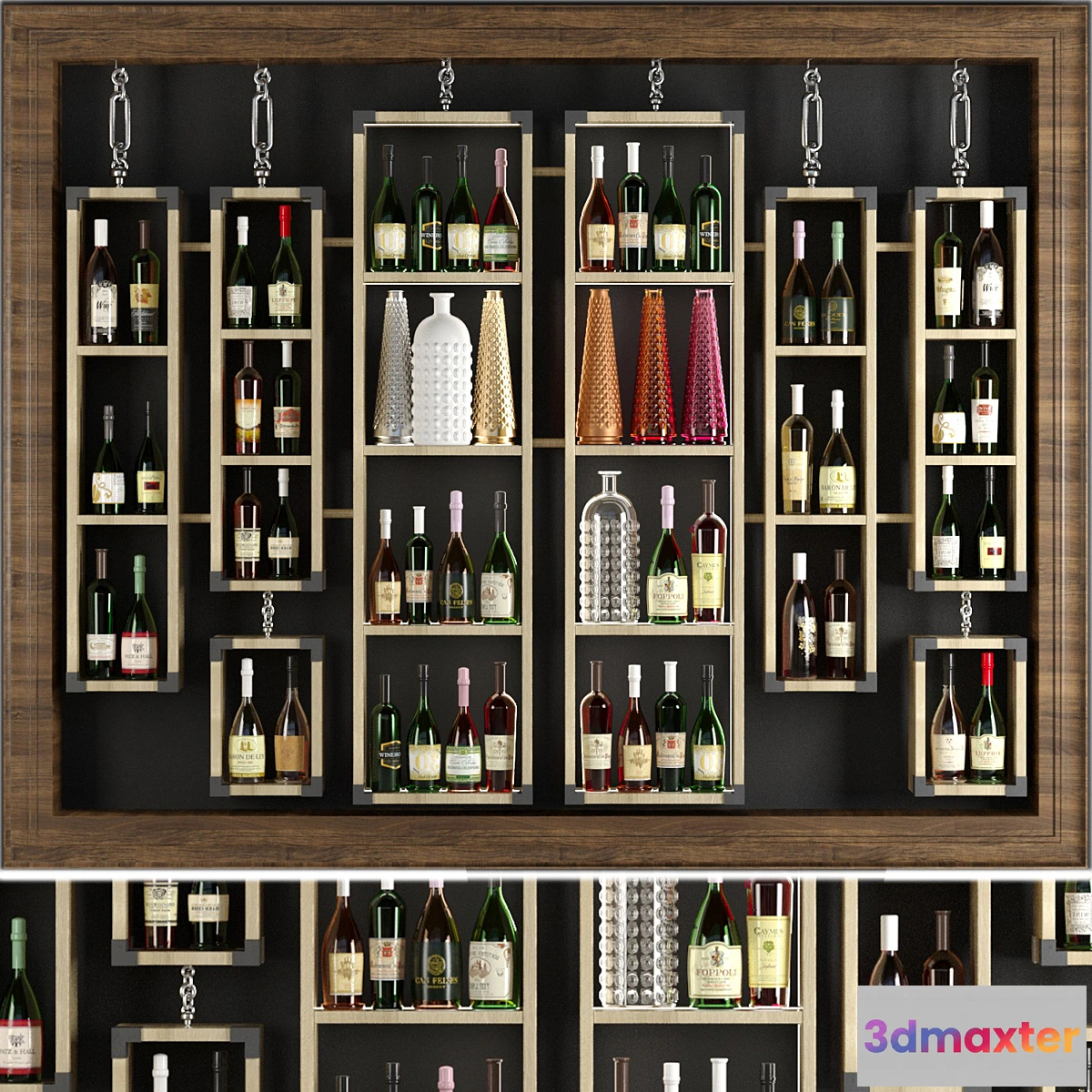773945 - Rack with collection wine and vases