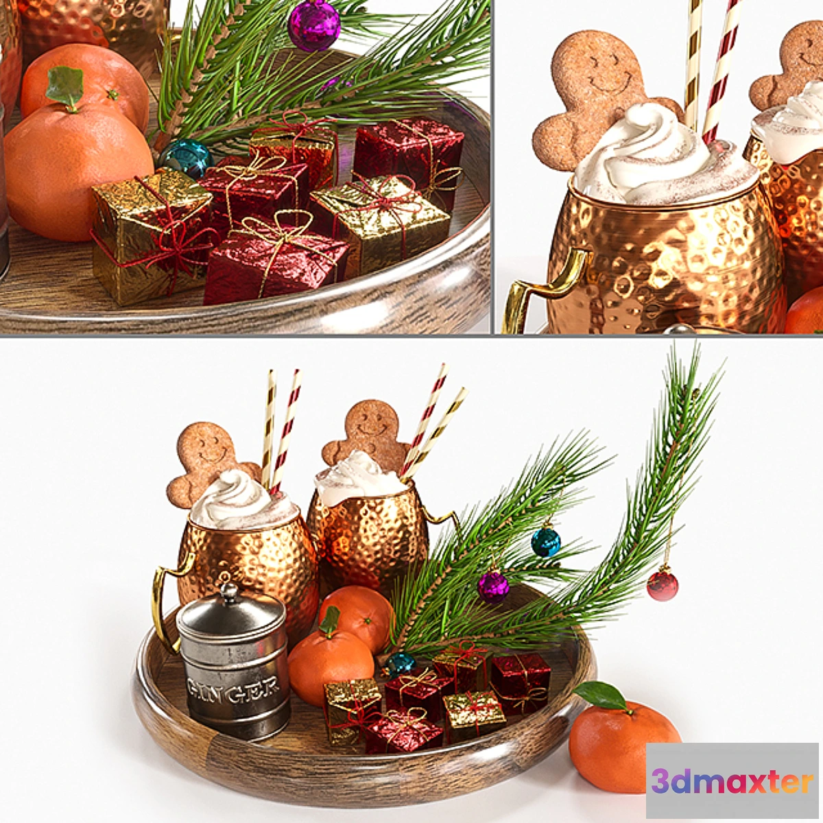 773959 - Drinks on a tray with ginger biscuits