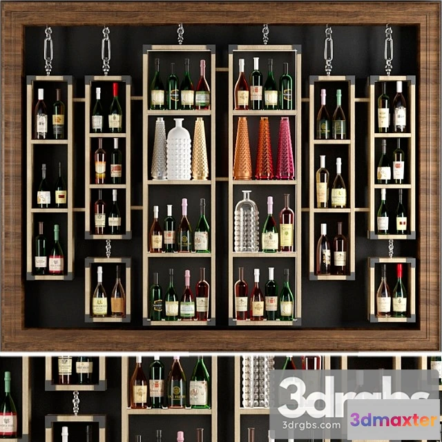 977610 - Rack with collection wine and vases