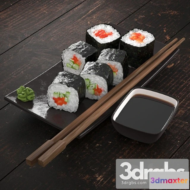 977686 - Sushi rolls with salmon and cucumber