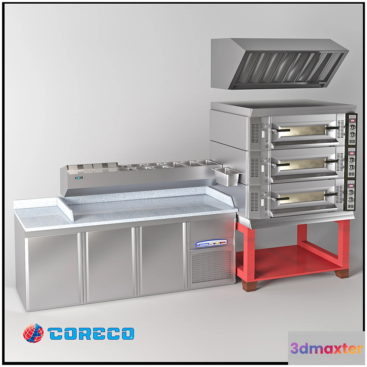 1277726 - Refrigerated tables pizzafied Coreco + oven 3D Max