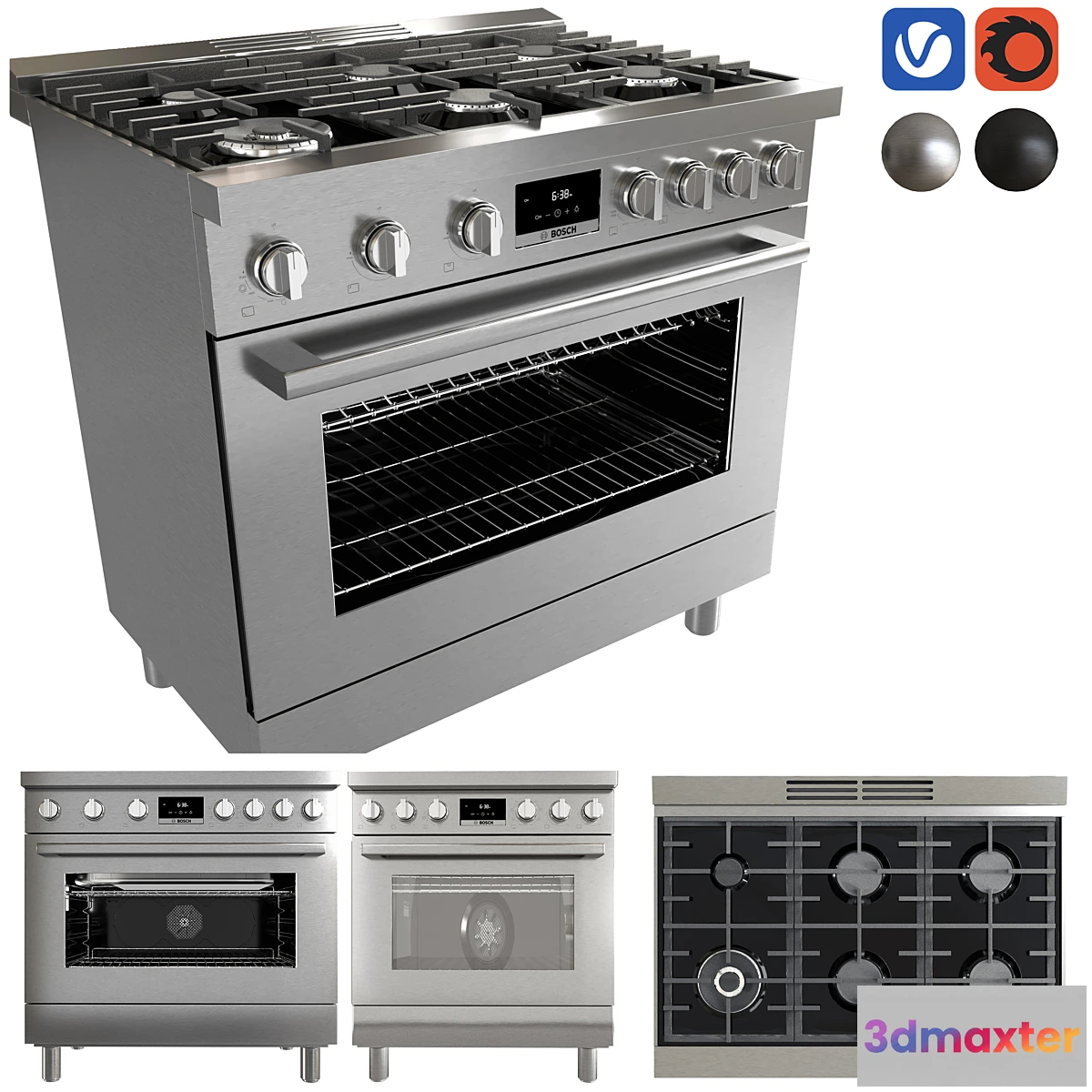 1328968 - BOSCH HDS8655U & HDS8055U range cooker 3D Max