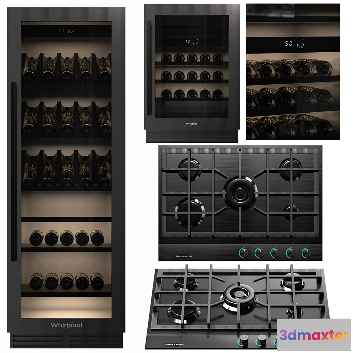 1357541 - WHIRLPOOL AND FISHER&PAYKEL KITCHEN APPLIANCE SET NO4 3D Max