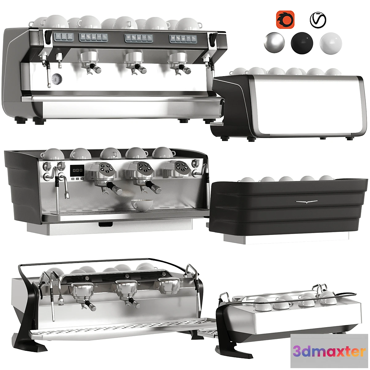 1412220 - Coffee Makers Set 4 Commercial 3D Max