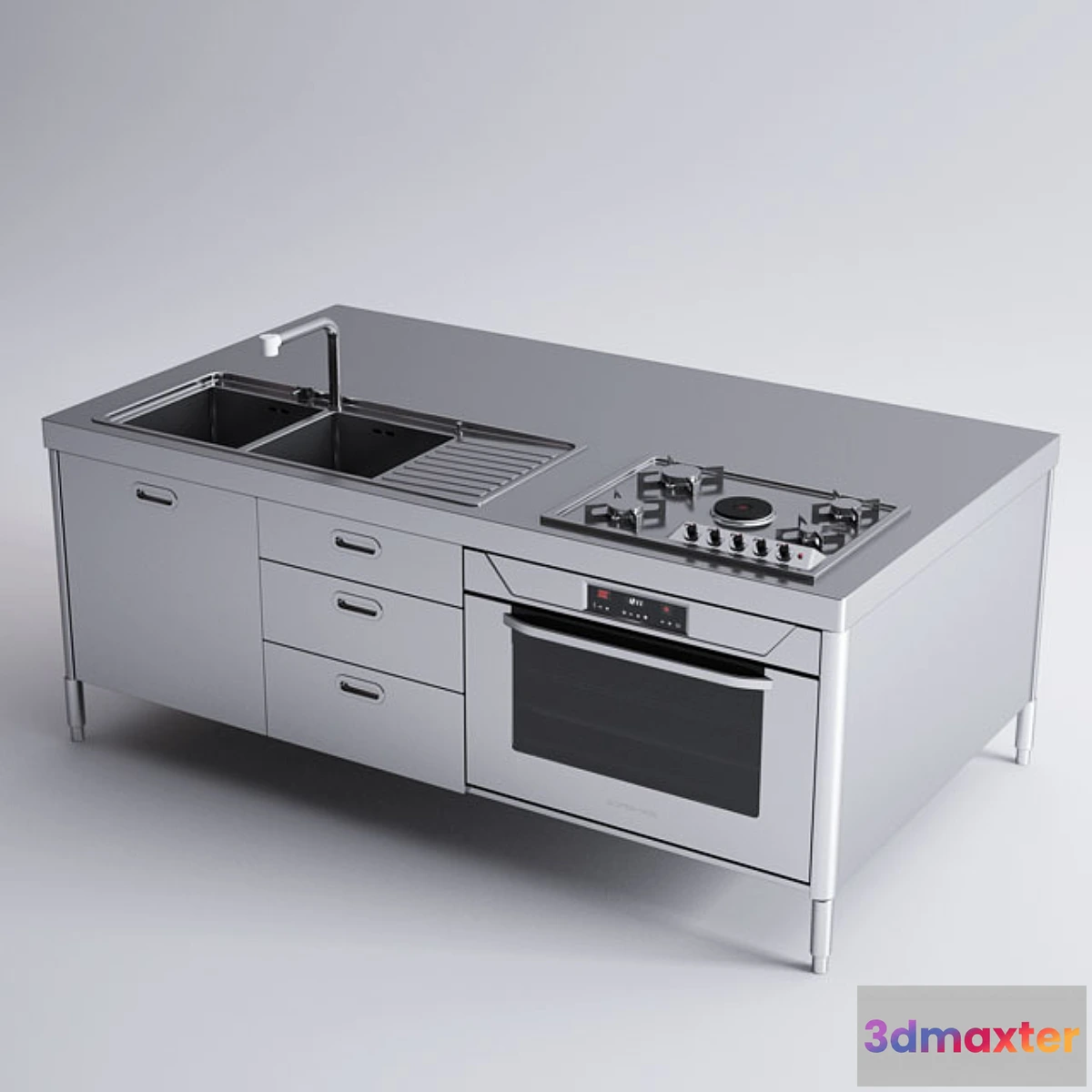 1425570 - Alpes Inox Kitchen Island 3D Max